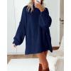 imageBTFBM Sweaters for Women Fall 2025 Long Sleeve Mock Neck Cable Knit Oversized Sweater Pullover Tops Thick Winter ClothesNavy
