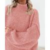 imageBTFBM Sweaters for Women Fall 2025 Long Sleeve Mock Neck Cable Knit Oversized Sweater Pullover Tops Thick Winter ClothesPink