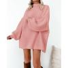 imageBTFBM Sweaters for Women Fall 2025 Long Sleeve Mock Neck Cable Knit Oversized Sweater Pullover Tops Thick Winter ClothesPink