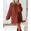 imageBTFBM Sweaters for Women Fall 2025 Long Sleeve Mock Neck Cable Knit Oversized Sweater Pullover Tops Thick Winter ClothesRust Red