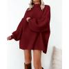 imageBTFBM Sweaters for Women Fall 2025 Long Sleeve Mock Neck Cable Knit Oversized Sweater Pullover Tops Thick Winter ClothesWine Red
