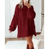 imageBTFBM Sweaters for Women Fall 2025 Long Sleeve Mock Neck Cable Knit Oversized Sweater Pullover Tops Thick Winter ClothesWine Red
