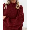 imageBTFBM Sweaters for Women Fall 2025 Long Sleeve Mock Neck Cable Knit Oversized Sweater Pullover Tops Thick Winter ClothesWine Red