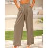 imageBTFBM Women High Waist Palazzo Pants Fall 2025 Casual Wide Leg Trousers Loose Work Office Business Suit Pant PocketsLight Khaki