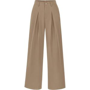 imageBTFBM Women High Waist Palazzo Pants Fall 2025 Casual Wide Leg Trousers Loose Work Office Business Suit Pant PocketsLight Khaki