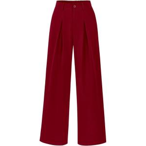 imageBTFBM Women High Waist Palazzo Pants Fall 2025 Casual Wide Leg Trousers Loose Work Office Business Suit Pant PocketsRed