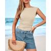 imageBTFBM Womens Summer Tops 2025 Boat Neck Cap Sleeve Tee Shirts Ruched Slim Fit Knit Going Out Tank Top Fashion ClothingBeige