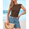 imageBTFBM Womens Summer Tops 2025 Boat Neck Cap Sleeve Tee Shirts Ruched Slim Fit Knit Going Out Tank Top Fashion ClothingBrown