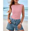 imageBTFBM Womens Summer Tops 2025 Boat Neck Cap Sleeve Tee Shirts Ruched Slim Fit Knit Going Out Tank Top Fashion ClothingPink