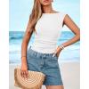 imageBTFBM Womens Summer Tops 2025 Boat Neck Cap Sleeve Tee Shirts Ruched Slim Fit Knit Going Out Tank Top Fashion ClothingWhite