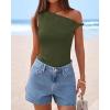 imageBTFBM Off The Shoulder Tops for Women 2026 Cute Summer Casual Sleeveless Slim Fit y2k Spring Outfits Going Out Tank TopArmy Green