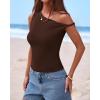 imageBTFBM Off The Shoulder Tops for Women 2026 Cute Summer Casual Sleeveless Slim Fit y2k Spring Outfits Going Out Tank TopDark Brown