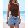 imageBTFBM Off The Shoulder Tops for Women 2026 Cute Summer Casual Sleeveless Slim Fit y2k Spring Outfits Going Out Tank TopDark Brown