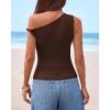 imageBTFBM Off The Shoulder Tops for Women 2026 Cute Summer Casual Sleeveless Slim Fit y2k Spring Outfits Going Out Tank TopDark Brown