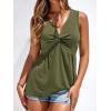 imageBTFBM Womens Tank Tops Loose Fit 2026 Spring Summer Babydoll Twist Front V Neck Sleeveless Flowy Blouses Dressy CasualArmy Green