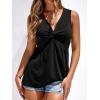 imageBTFBM Womens Tank Tops Loose Fit 2026 Spring Summer Babydoll Twist Front V Neck Sleeveless Flowy Blouses Dressy CasualBlack