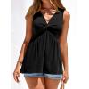 imageBTFBM Womens Tank Tops Loose Fit 2026 Spring Summer Babydoll Twist Front V Neck Sleeveless Flowy Blouses Dressy CasualBlack