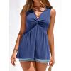 imageBTFBM Womens Tank Tops Loose Fit 2026 Spring Summer Babydoll Twist Front V Neck Sleeveless Flowy Blouses Dressy CasualBlue