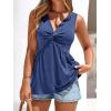 imageBTFBM Womens Tank Tops Loose Fit 2026 Spring Summer Babydoll Twist Front V Neck Sleeveless Flowy Blouses Dressy CasualBlue