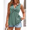 imageBTFBM Womens Tank Tops Loose Fit 2026 Spring Summer Babydoll Twist Front V Neck Sleeveless Flowy Blouses Dressy CasualBlue Green