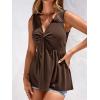 imageBTFBM Womens Tank Tops Loose Fit 2026 Spring Summer Babydoll Twist Front V Neck Sleeveless Flowy Blouses Dressy CasualBrown