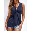 imageBTFBM Womens Tank Tops Loose Fit 2026 Spring Summer Babydoll Twist Front V Neck Sleeveless Flowy Blouses Dressy CasualNavy Blue