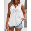 imageBTFBM Womens Tank Tops Loose Fit 2026 Spring Summer Babydoll Twist Front V Neck Sleeveless Flowy Blouses Dressy CasualWhite