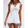 imageBTFBM Womens Tank Tops Loose Fit 2026 Spring Summer Babydoll Twist Front V Neck Sleeveless Flowy Blouses Dressy CasualWhite