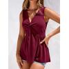 imageBTFBM Womens Tank Tops Loose Fit 2026 Spring Summer Babydoll Twist Front V Neck Sleeveless Flowy Blouses Dressy CasualWine Red