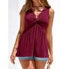 imageBTFBM Womens Tank Tops Loose Fit 2026 Spring Summer Babydoll Twist Front V Neck Sleeveless Flowy Blouses Dressy CasualWine Red