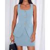 imageBTFBM 2 Piece Sets For Women Summer 2026 Spring Sleeveless Button Up Blazer Vest Tops Skirt Sets Business Casual OutfitsLight Blue