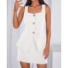 imageBTFBM 2 Piece Sets For Women Summer 2026 Spring Sleeveless Button Up Blazer Vest Tops Skirt Sets Business Casual OutfitsWhite