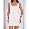 imageBTFBM 2 Piece Sets For Women Summer 2026 Spring Sleeveless Button Up Blazer Vest Tops Skirt Sets Business Casual OutfitsWhite