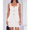 imageBTFBM 2 Piece Sets For Women Summer 2026 Spring Sleeveless Button Up Blazer Vest Tops Skirt Sets Business Casual OutfitsWhite