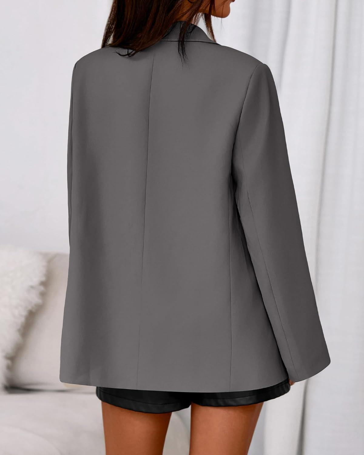 imageBTFBM Blazers for Women 2025 Fall Business Casual Clothes Open Front Oversized Winter Coats Work Office Suit JacketsGrey