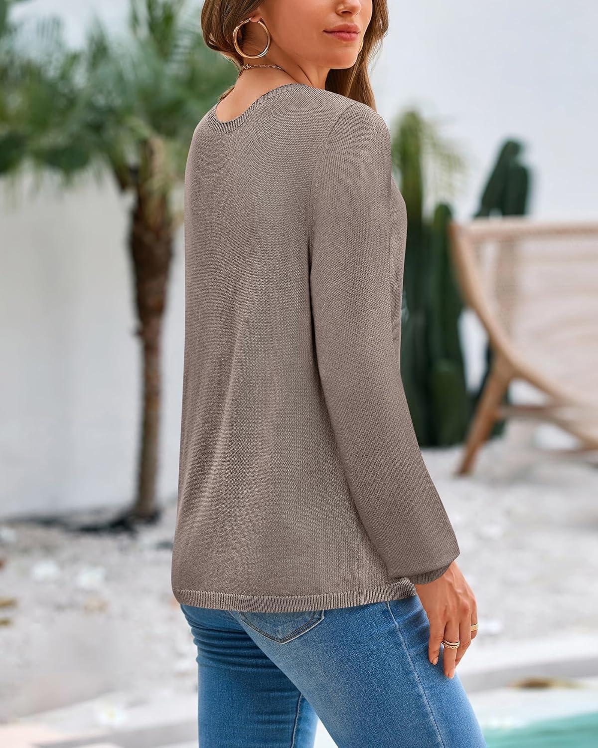 imageBTFBM Oversized Sweaters for Women 2025 Fall Casual Fashion Long Sleeve Tops Ribbed Knit Basic Pullover Winter ClothingApricot Khaki