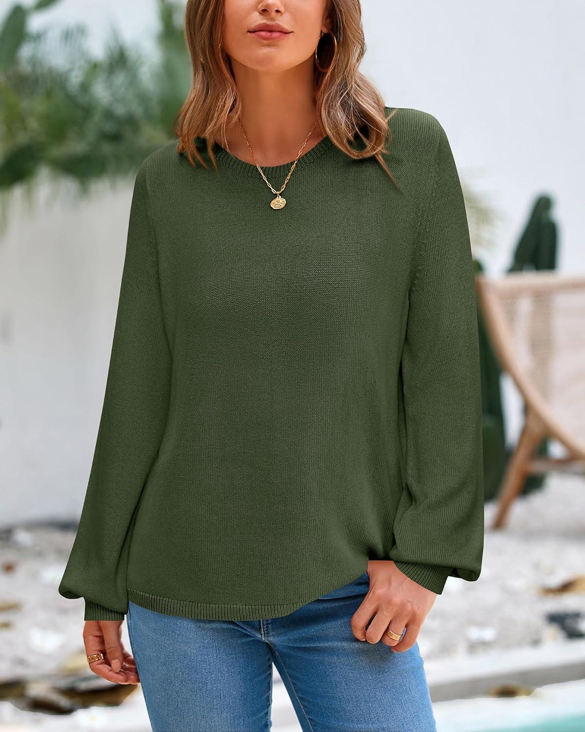 imageBTFBM Oversized Sweaters for Women 2025 Fall Casual Fashion Long Sleeve Tops Ribbed Knit Basic Pullover Winter ClothingArmy Green