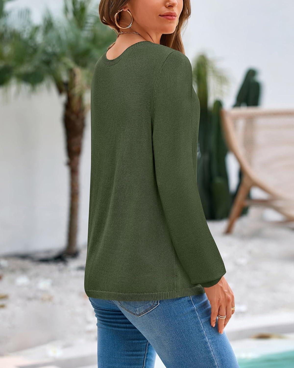 imageBTFBM Oversized Sweaters for Women 2025 Fall Casual Fashion Long Sleeve Tops Ribbed Knit Basic Pullover Winter ClothingArmy Green
