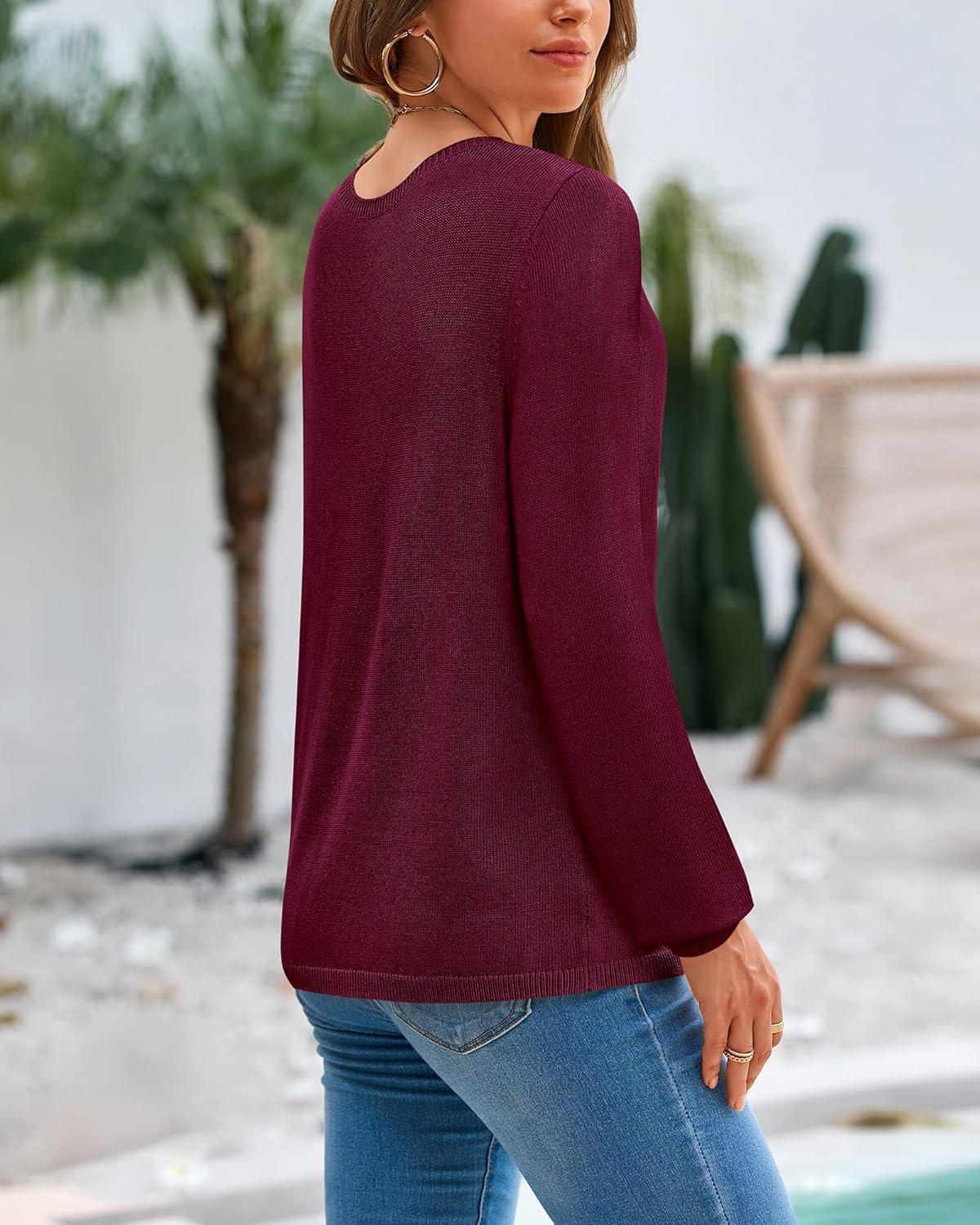 imageBTFBM Oversized Sweaters for Women 2025 Fall Casual Fashion Long Sleeve Tops Ribbed Knit Basic Pullover Winter ClothingBurgundy