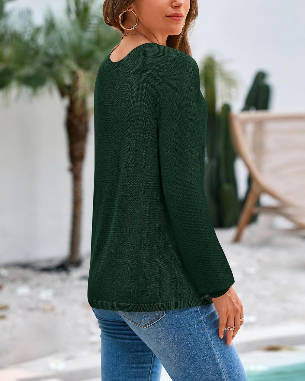 imageBTFBM Oversized Sweaters for Women 2025 Fall Casual Fashion Long Sleeve Tops Ribbed Knit Basic Pullover Winter ClothingDark Green