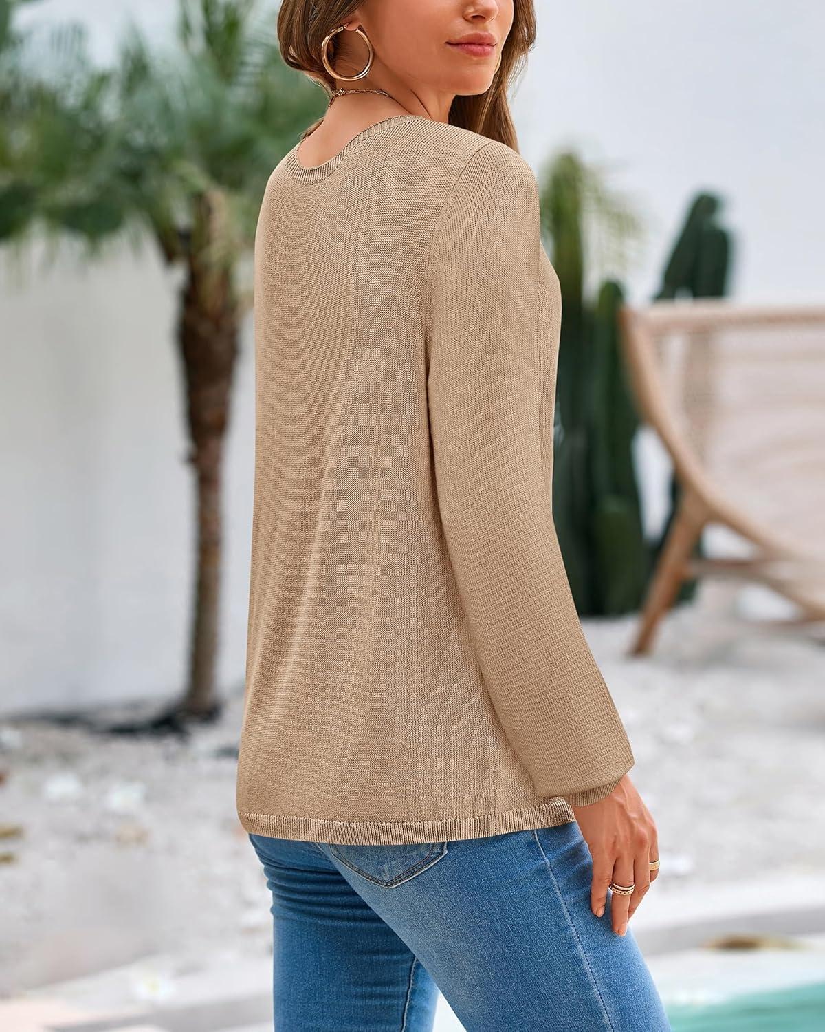 imageBTFBM Oversized Sweaters for Women 2025 Fall Casual Fashion Long Sleeve Tops Ribbed Knit Basic Pullover Winter ClothingKhaki