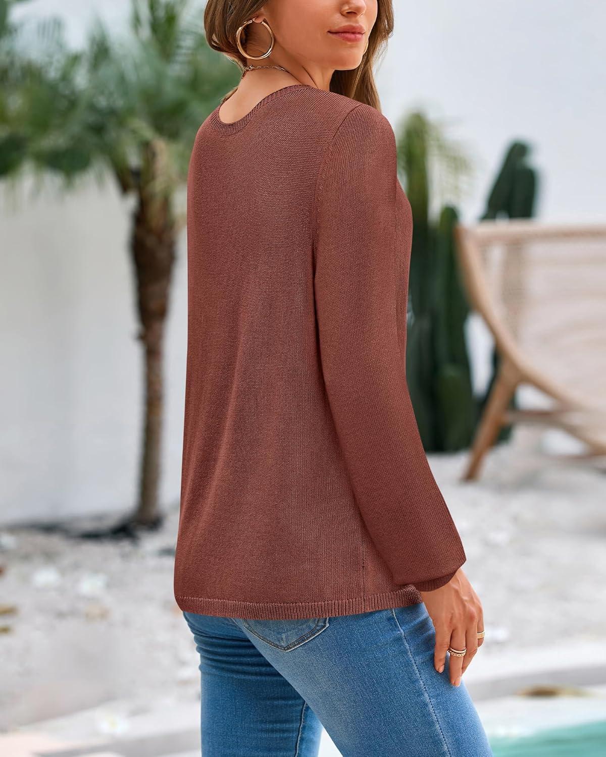 imageBTFBM Oversized Sweaters for Women 2025 Fall Casual Fashion Long Sleeve Tops Ribbed Knit Basic Pullover Winter ClothingLight Brown