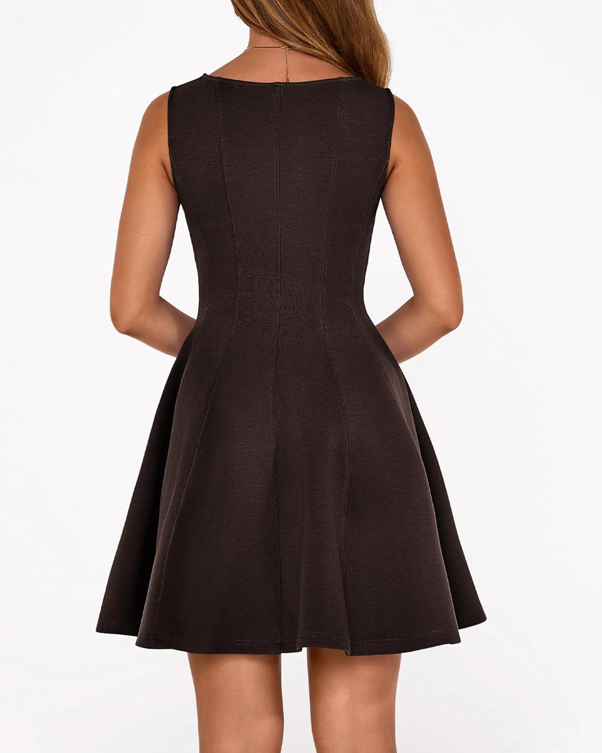 imageBTFBM Spring Dresses for Women 2026 Elegant Classy A Line Casual Graduation Business Work Party Cocktail Short DressBrown