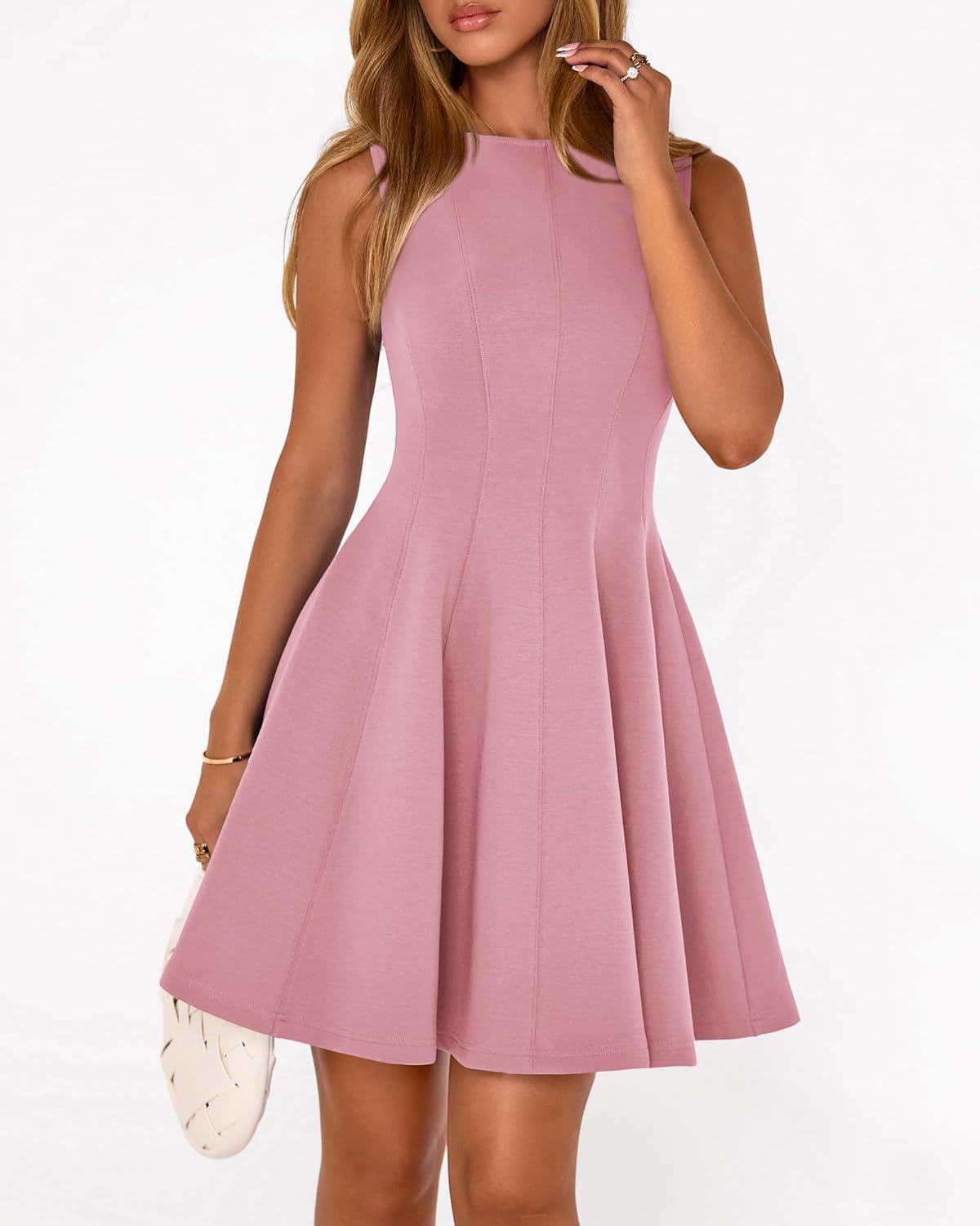 imageBTFBM Spring Dresses for Women 2026 Elegant Classy A Line Casual Graduation Business Work Party Cocktail Short DressPink