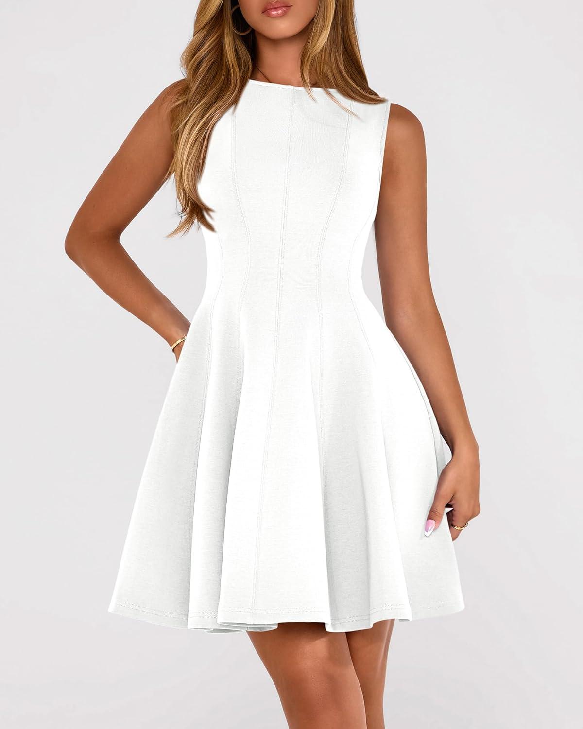 imageBTFBM Spring Dresses for Women 2026 Elegant Classy A Line Casual Graduation Business Work Party Cocktail Short DressWhite