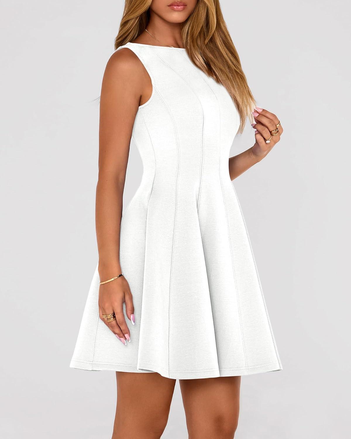 imageBTFBM Spring Dresses for Women 2026 Elegant Classy A Line Casual Graduation Business Work Party Cocktail Short DressWhite