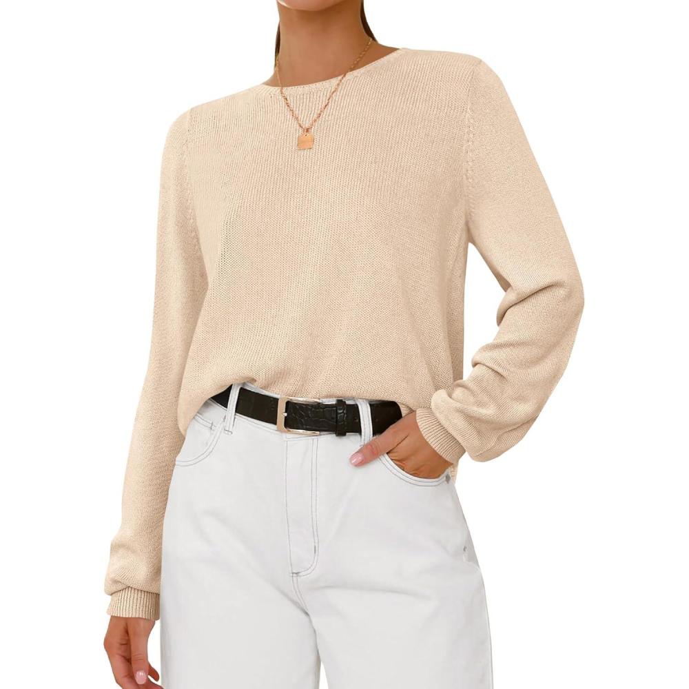 imageBTFBM Oversized Sweaters for Women 2025 Fall Casual Fashion Long Sleeve Tops Ribbed Knit Basic Pullover Winter ClothingApricot