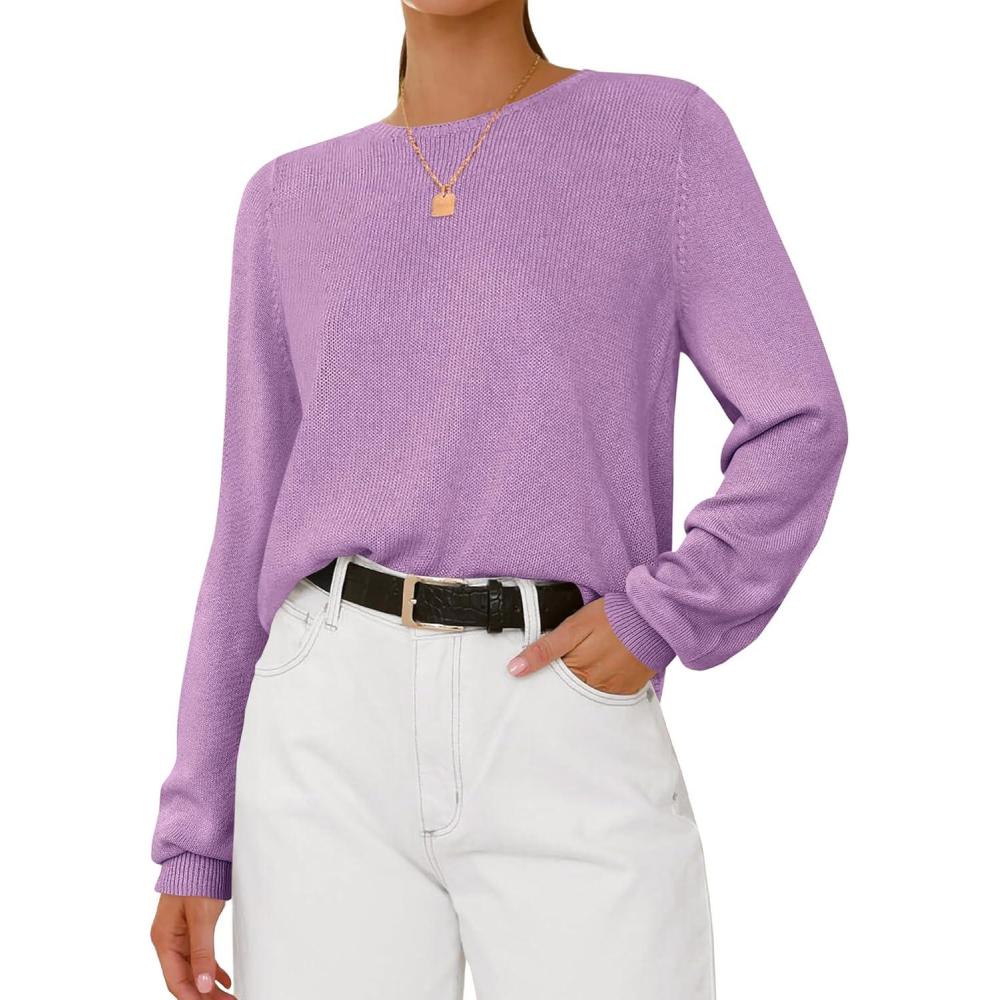 imageBTFBM Oversized Sweaters for Women 2025 Fall Casual Fashion Long Sleeve Tops Ribbed Knit Basic Pullover Winter ClothingPurple