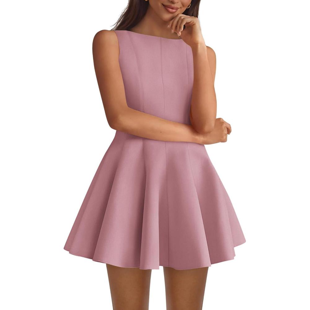 imageBTFBM Spring Dresses for Women 2026 Elegant Classy A Line Casual Graduation Business Work Party Cocktail Short DressPink