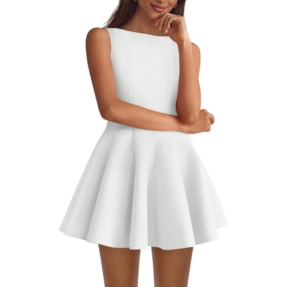 imageBTFBM Spring Dresses for Women 2026 Elegant Classy A Line Casual Graduation Business Work Party Cocktail Short DressWhite